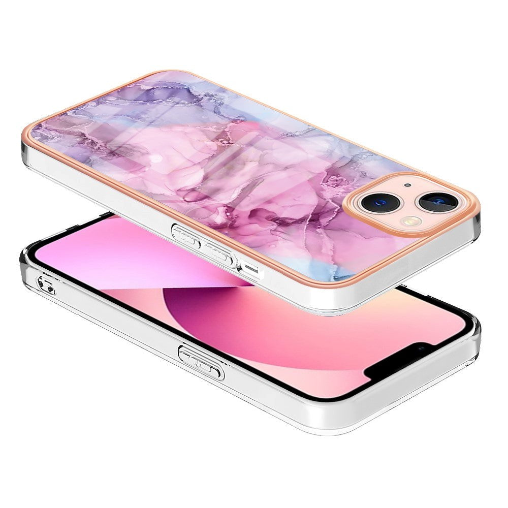 iPhone 15 Plus Hybrid Plastic Case - Purple / Pink Marble