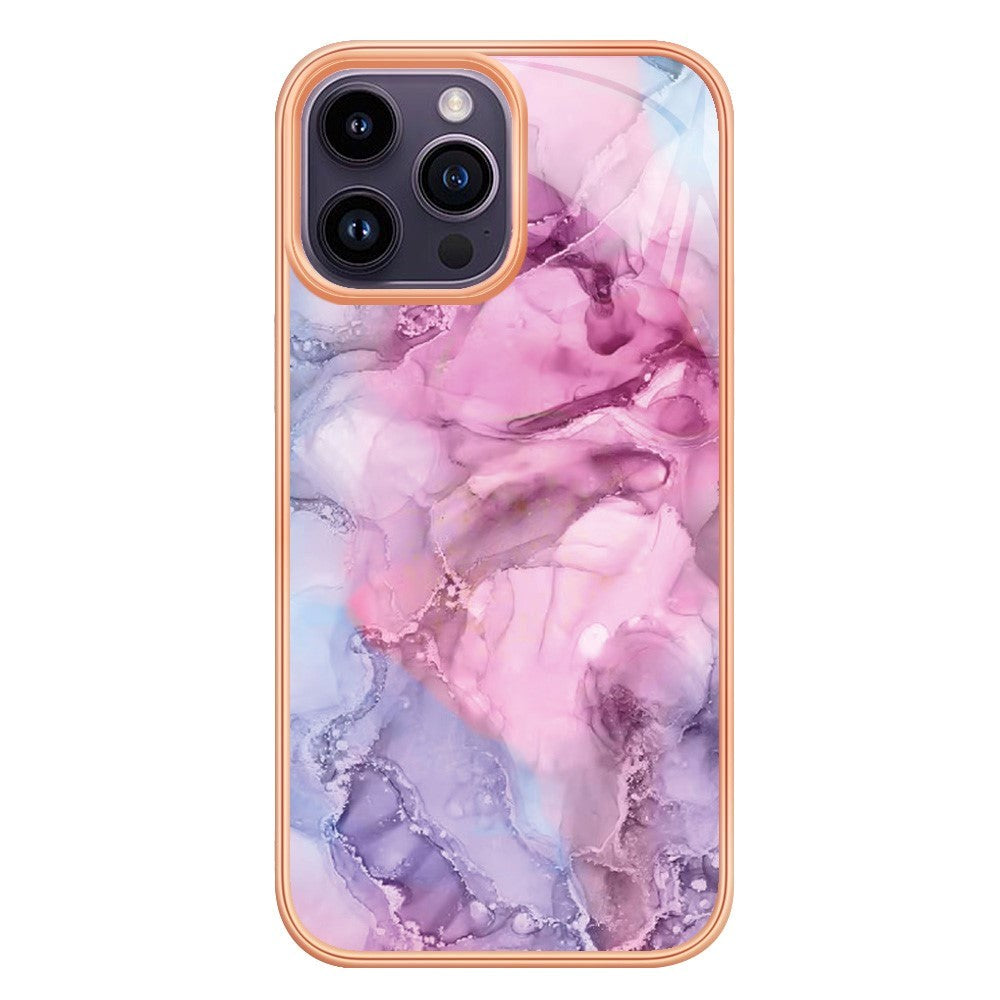 iPhone 15 Pro Max Hybrid Plastic Case - Purple / Pink Marble