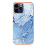 iPhone 15 Pro Max Hybrid Plastic Case - Light Blue Marble