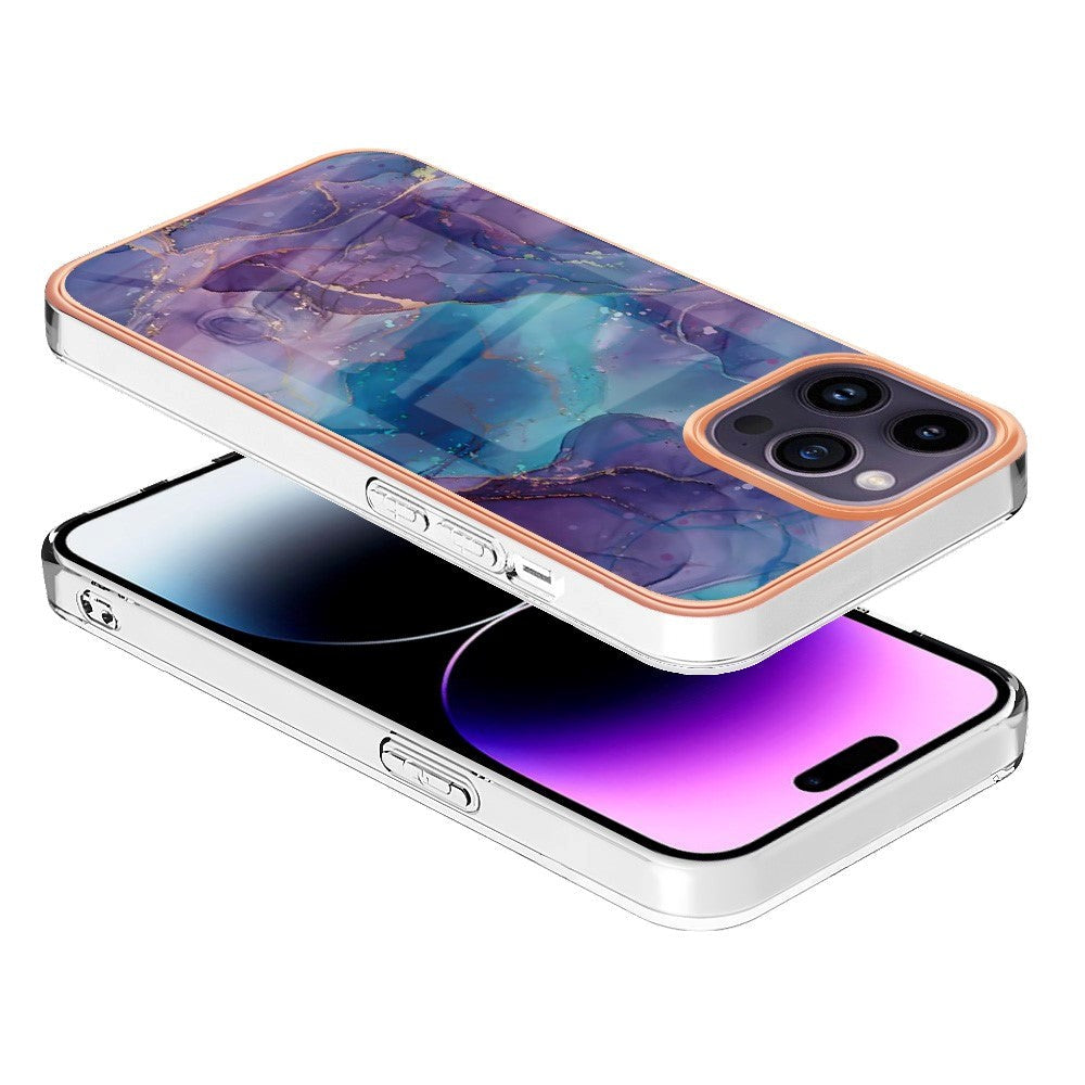 iPhone 15 Pro Max Hybrid Plastic Case - Purple / Blue Marble