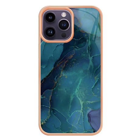 iPhone 15 Pro Max Hybrid Plastic Case - Green / Blue Marble