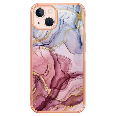 iPhone 15 Hybrid Plastic Case - Purple / Pink Marble