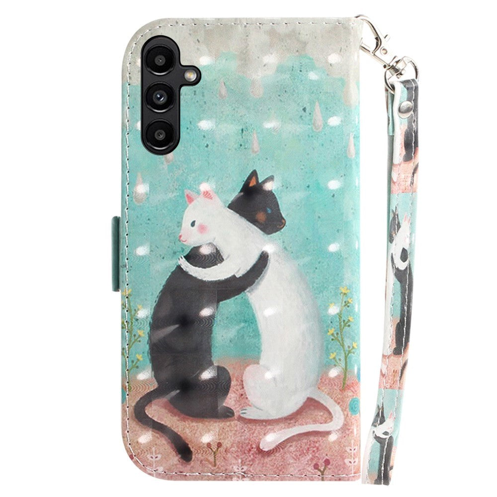 Samsung Galaxy A25 (5G) Artificial Leather Case w. Print & Strap - Two Cats