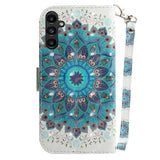 Samsung Galaxy A25 (5G) Artificial Leather Case w. Print & Strap - Peacock Wreath