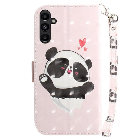 Samsung Galaxy A25 (5G) Artificial Leather Case w. Print & Strap - Happy Panda