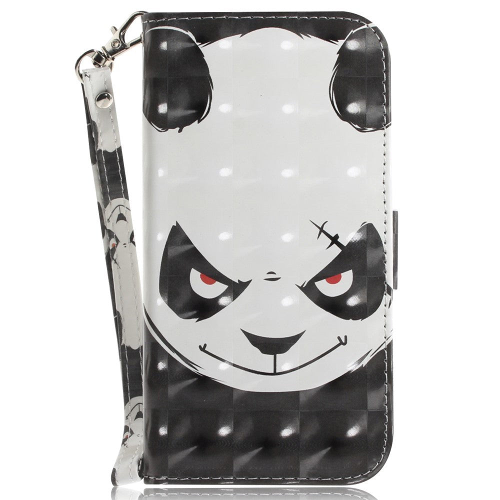 Samsung Galaxy A25 (5G) Artificial Leather Case w. Print & Strap - Angry Panda