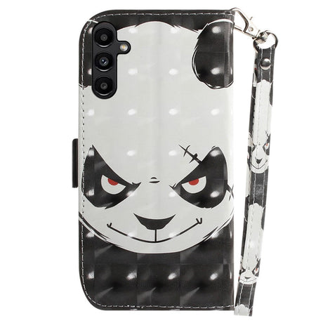 Samsung Galaxy A25 (5G) Artificial Leather Case w. Print & Strap - Angry Panda