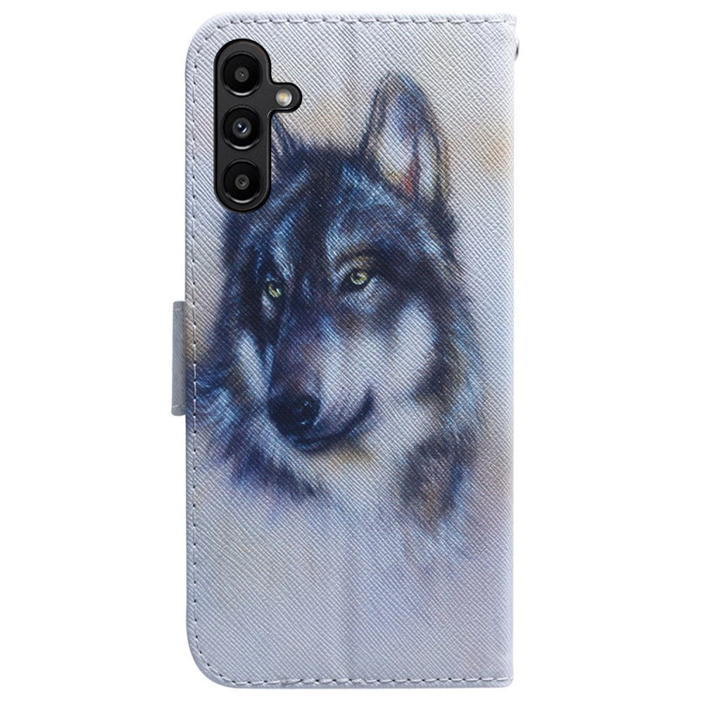 Samsung Galaxy A25 (5G) Leather Case m. Wallet & Print - Wolf