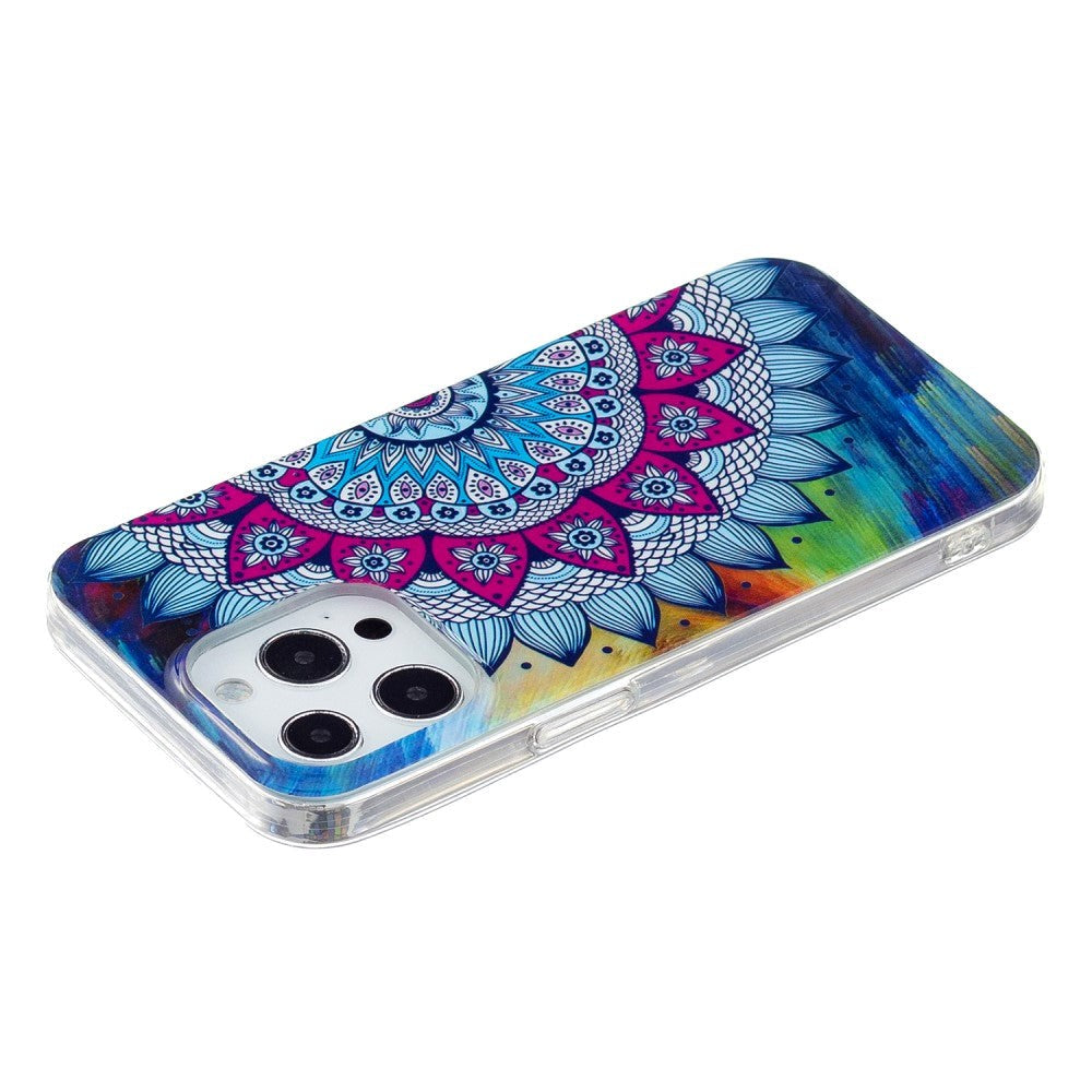 iPhone 15 Pro Luminescent Flexible Case of Plastic w. Print - Mandala Flower