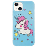 iPhone 15 Luminescent Flexible Case of Plastic w. Print - Unicorn