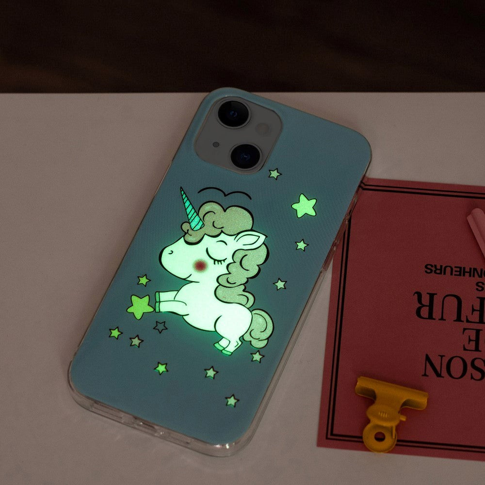 iPhone 15 Luminescent Flexible Case of Plastic w. Print - Unicorn