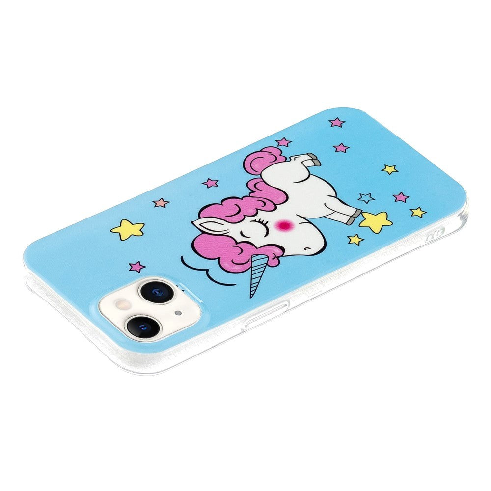 iPhone 15 Luminescent Flexible Case of Plastic w. Print - Unicorn