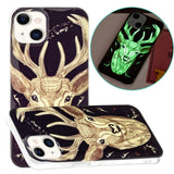 iPhone 15 Luminescent Flexible Case of Plastic w. Print - Deer Head