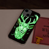 iPhone 15 Luminescent Flexible Case of Plastic w. Print - Deer Head