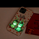 iPhone 15 Luminescent Flexible Case of Plastic w. Print - Two Unicorns