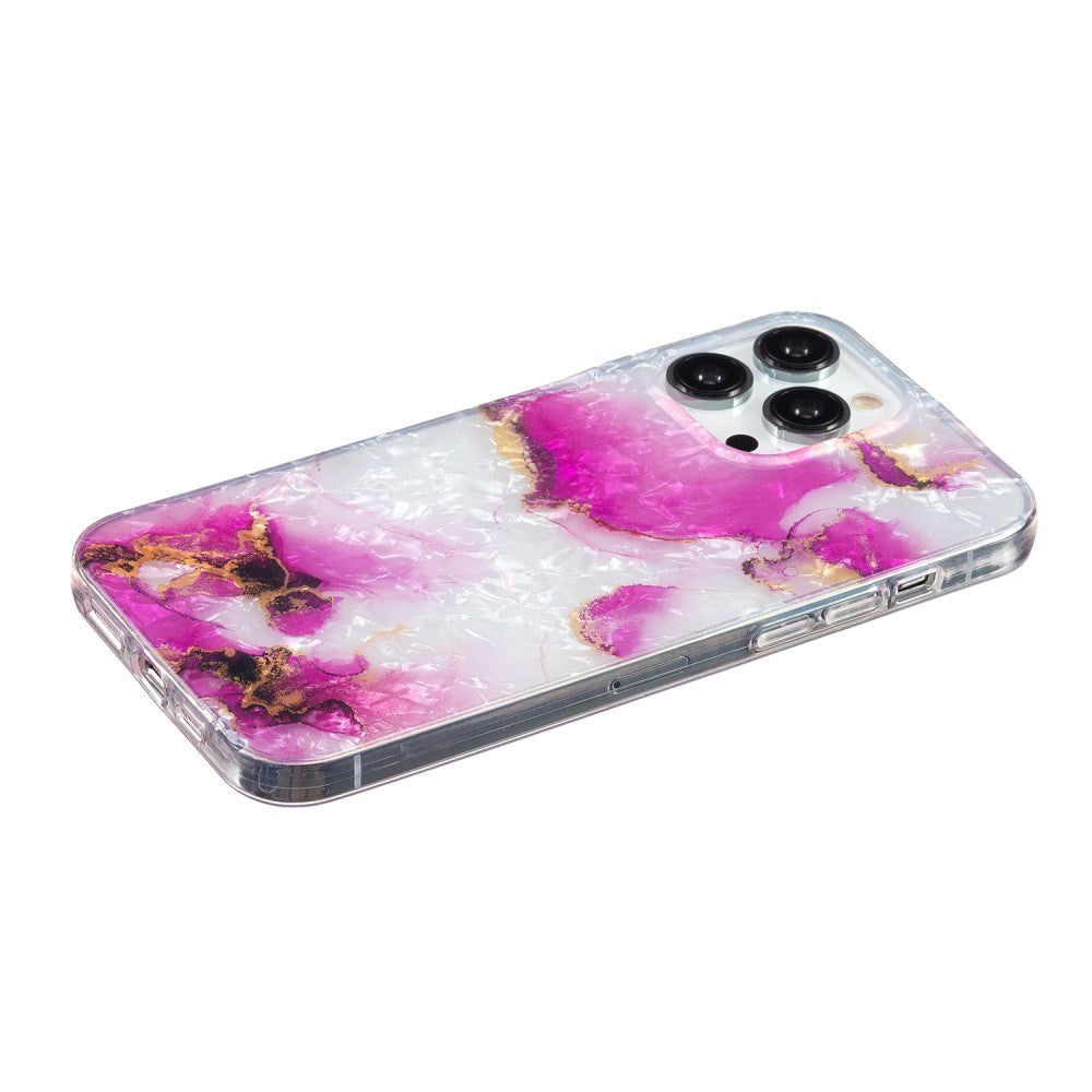 iPhone 15 Pro Flexible Plastic Case - White and Pink Marble