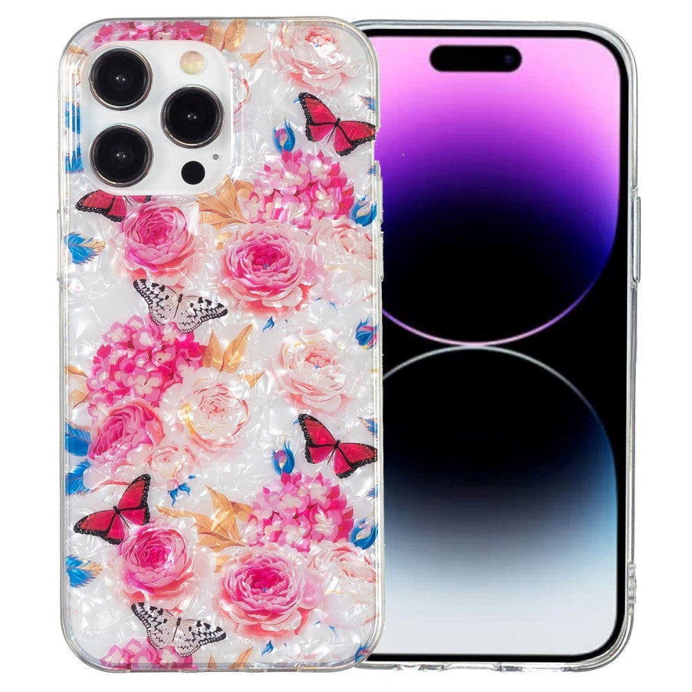 iPhone 15 Pro Flexible Plastic Case - Colorful with Flowers