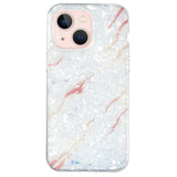 iPhone 15 Flexible Plastic Case - White and Brown Marble