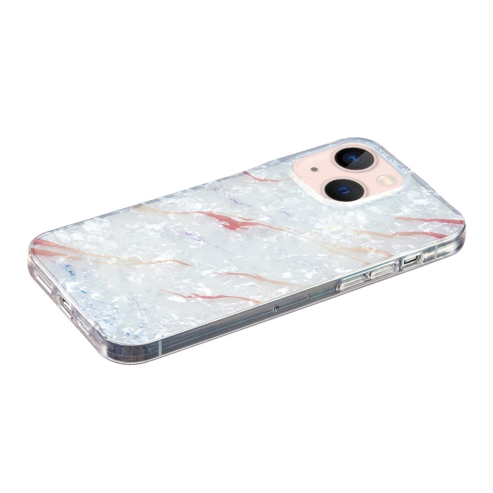 iPhone 15 Flexible Plastic Case - White and Brown Marble