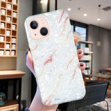 iPhone 15 Flexible Plastic Case - White and Brown Marble