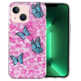 iPhone 15 Flexible Plastic Case - Pink with Flowers and Butterflies