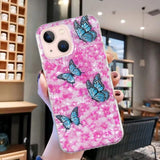 iPhone 15 Flexible Plastic Case - Pink with Flowers and Butterflies