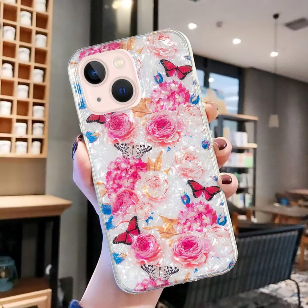 iPhone 15 Flexible Plastic Case - Colorful with Flowers