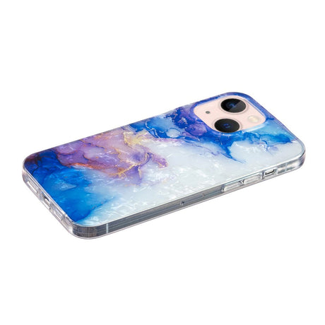 iPhone 15 Flexible Plastic Case - Blue and Purple Marble