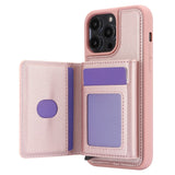 iPhone 15 Leather Covered Plastic Case w. Magnetic Detachable Wallet - Rose Gold