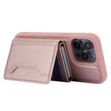 iPhone 15 Leather Covered Plastic Case w. Magnetic Detachable Wallet - Rose Gold