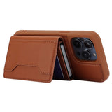 iPhone 15 Leather Covered Plastic Case w. Magnetic Detachable Wallet - Brown