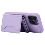 iPhone 15 Pro Leather Covered Plastic Case w. Magnetic Detachable Wallet - Purple