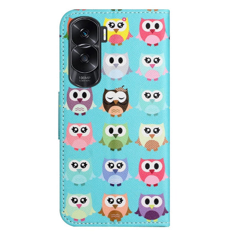 Honor 90 Lite Leather Case w. Wallet & Stand Function - Owls