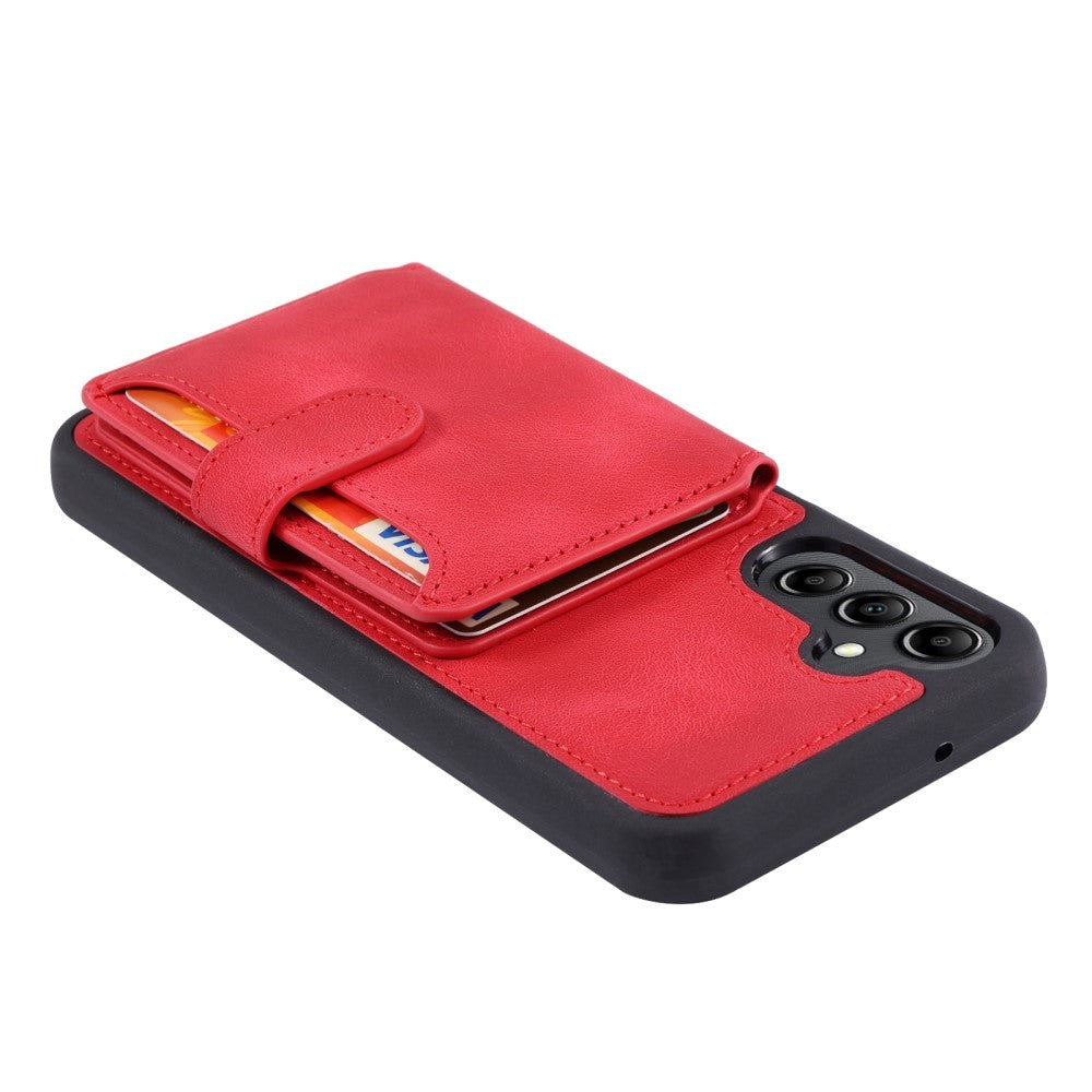 Samsung Galaxy S23 FE Leather Covered Plastic Case with Card Holder - Red