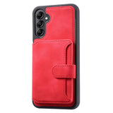 Samsung Galaxy S23 FE Leather Covered Plastic Case with Card Holder - Red