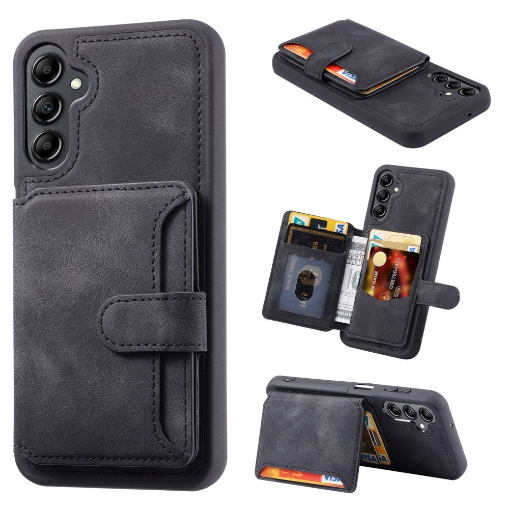 Samsung Galaxy S23 FE Leather Covered Plastic Case with Card Holder - Black