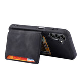 Samsung Galaxy S23 FE Leather Covered Plastic Case with Card Holder - Black