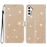 Samsung Galaxy S23 FE Leather Flip Case with Wallet and Strap - Glitter - Gold