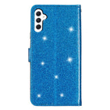 Samsung Galaxy S23 FE Leather Flip Case with Wallet and Strap - Glitter - Blue