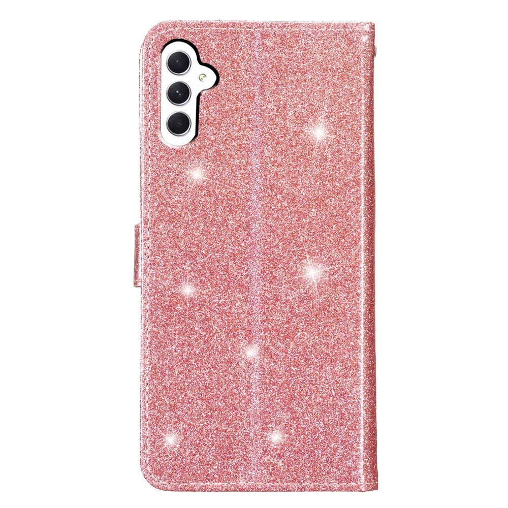 Samsung Galaxy A25 (5G) Leather Flip Case with Wallet and Strap - Glitter - Rose Gold