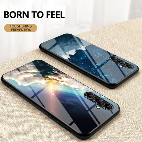 Samsung Galaxy S23 FE Plastic Case w. Glass Back - Starry sky