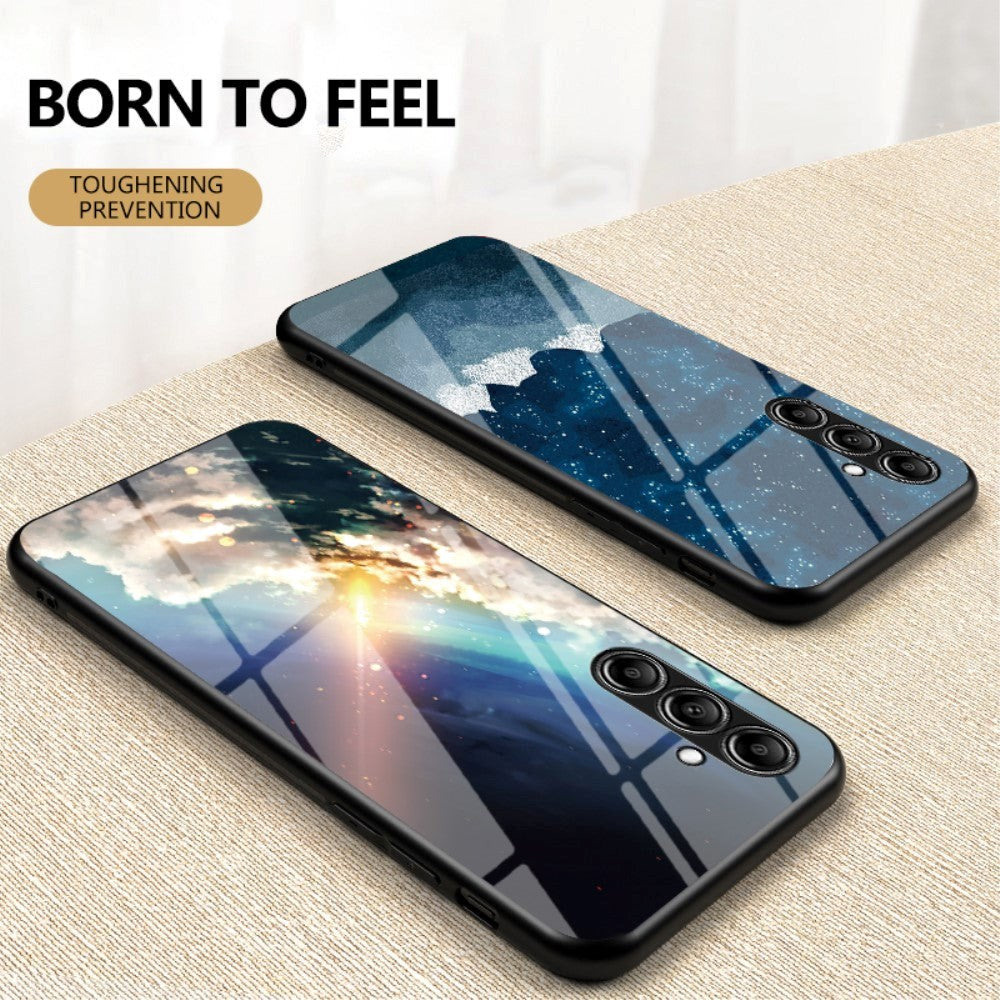 Samsung Galaxy S23 FE Plastic Case w. Glass Back - Colorful starry sky