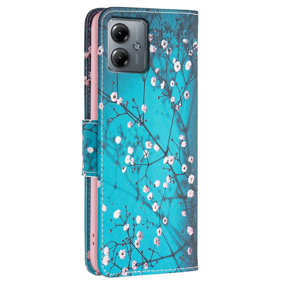 Motorola Moto G14 Flip Case w. Wallet - Flower Branches