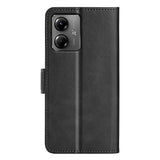 EIDERWOOD Motorola Moto G14 Leather Flip Case with Stand & Wallet - Black