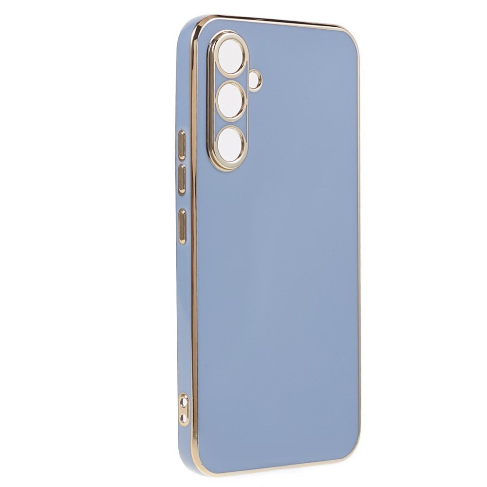 Samsung Galaxy S23 FE Flexible Plastic Case w. Gold Edge - Greyish Blue