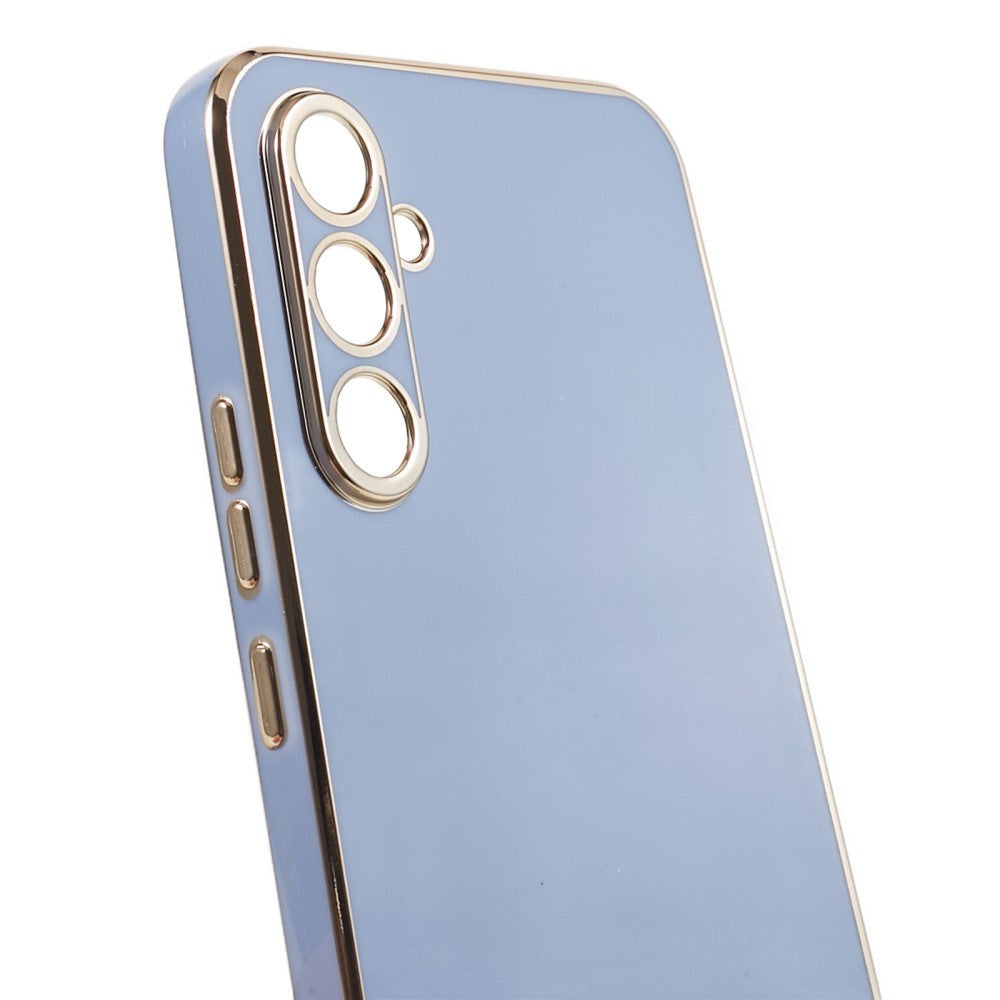 Samsung Galaxy S23 FE Flexible Plastic Case w. Gold Edge - Greyish Blue