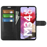 Samsung Galaxy M34 (5G) / F34 (5G) Litchi Leather Case w. Wallet - Black