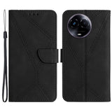 Realme 11 5G Patterned Leather Case with Wallet and Strap - Black