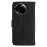 Realme 11 5G Patterned Leather Case with Wallet and Strap - Black