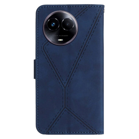 Realme 11 5G Patterned Leather Case with Wallet and Strap - Blue